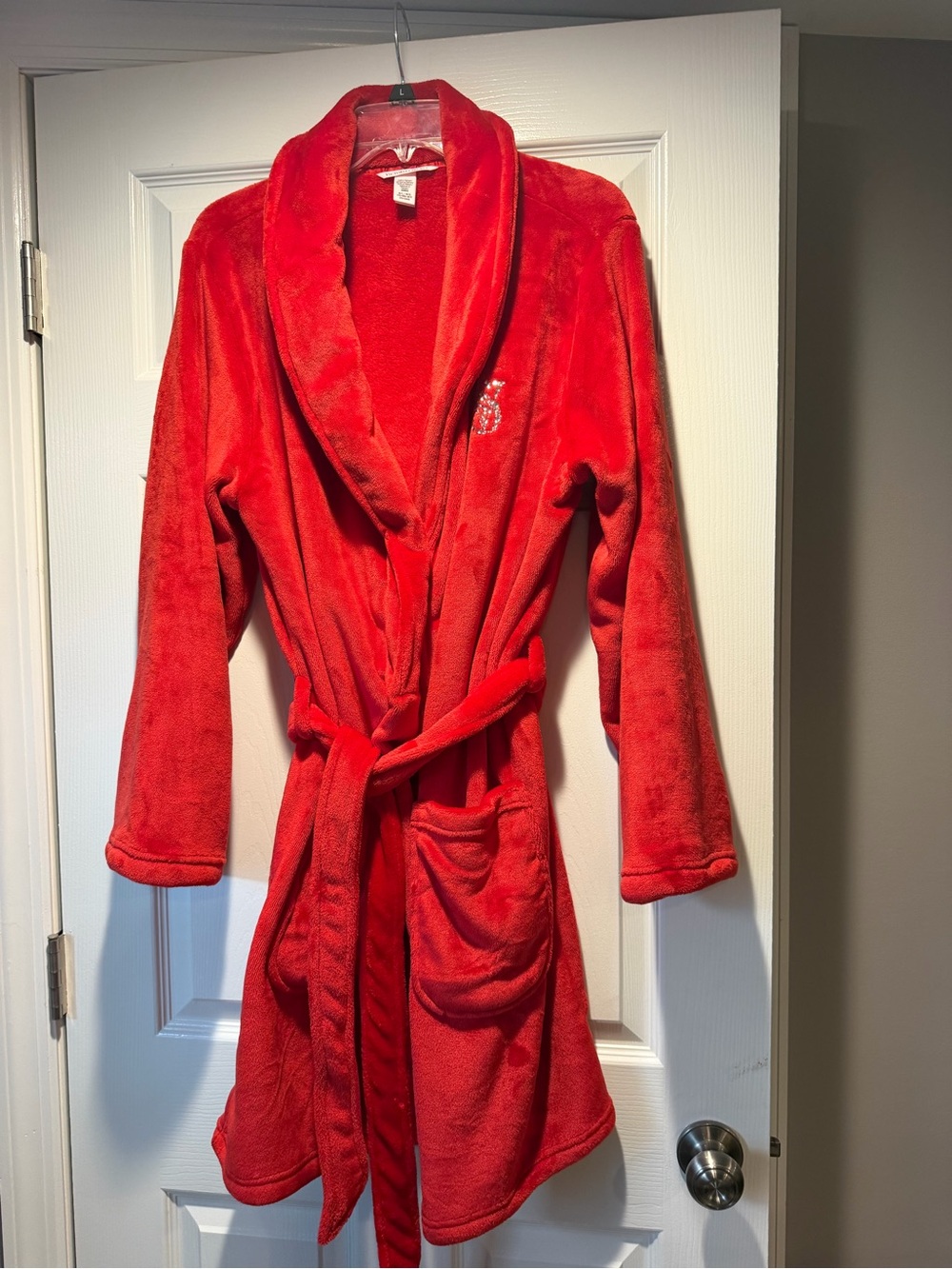 Victoria's Secret Vibrant Red Plush Bathrobe with Shawl Collar